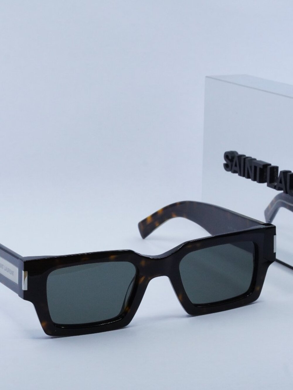 Saint Laurent SL736 001 Square Sunglasses - Dark Havana / Grey